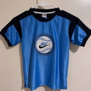 Nike Vintage Children’s Size 5 Blue Baseball Tee Shirt Kids Short Sleeve Used